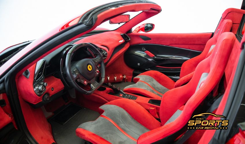 Ergonomic and Sporty Seating of a sports car interior design Ferrari